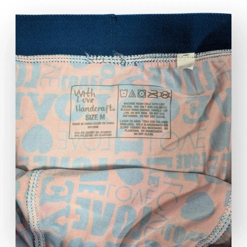 Men's Printed Red And Blue Love Boxer Briefs Elastic Waistband Cute Gift Size M